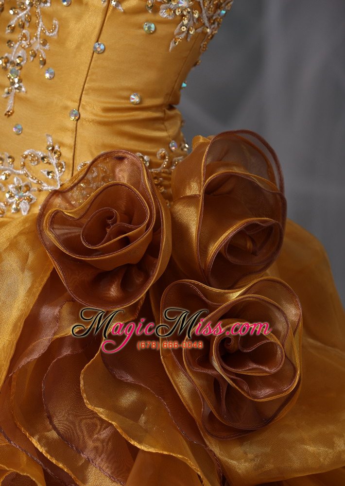 wholesale brown ball gown straps floor-length organza beading quinceanera dress